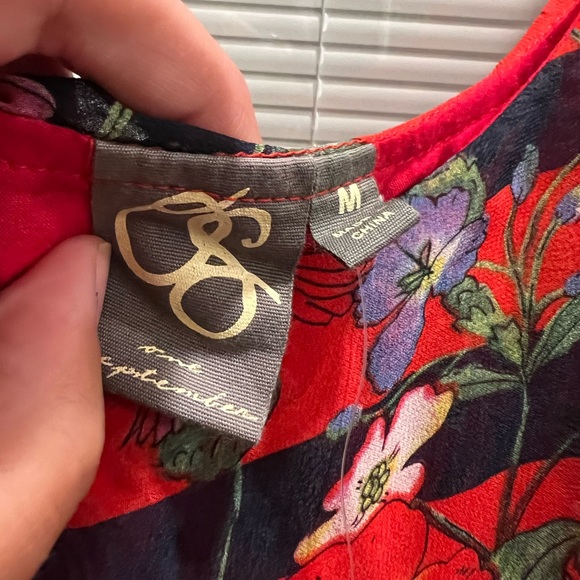 New Anthropologie red floral dress; One September brand “Zuri” Dress Size Medium - Picture 9 of 13